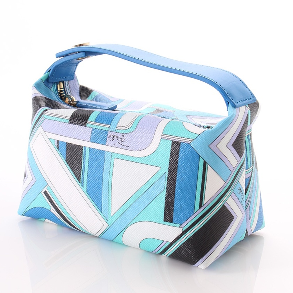 Emilio Pucci New Silk Blue and White Geometric Mini Bag